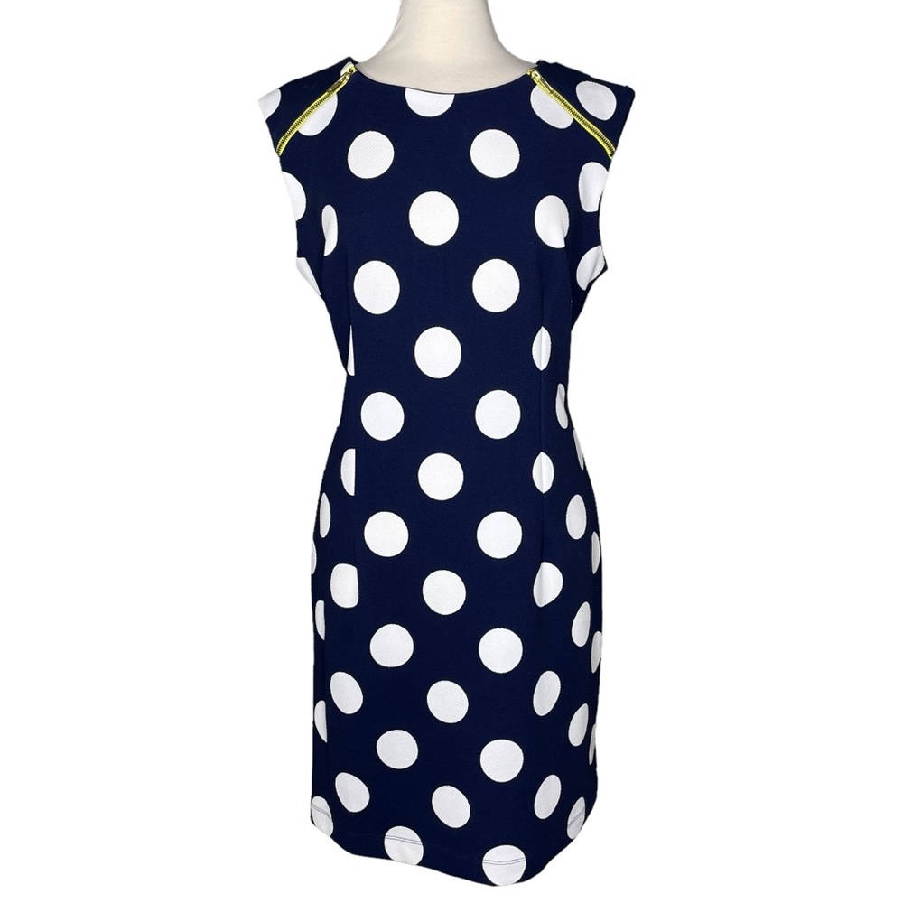 Karin Stevens 16 polka dot dress blue white yellow